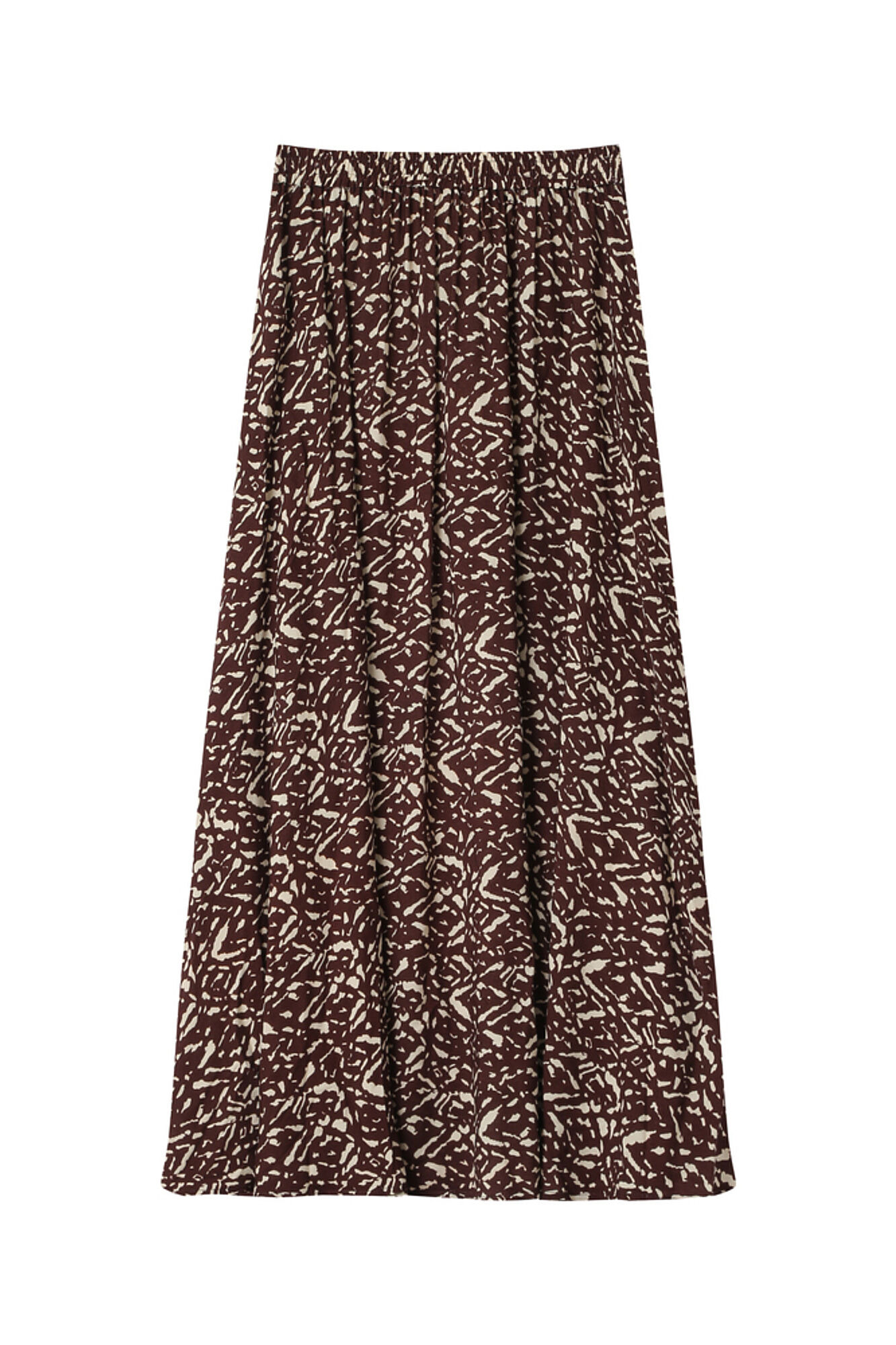 Grace & Mila Long flowing printed skirt with graphic motif Printed brown
