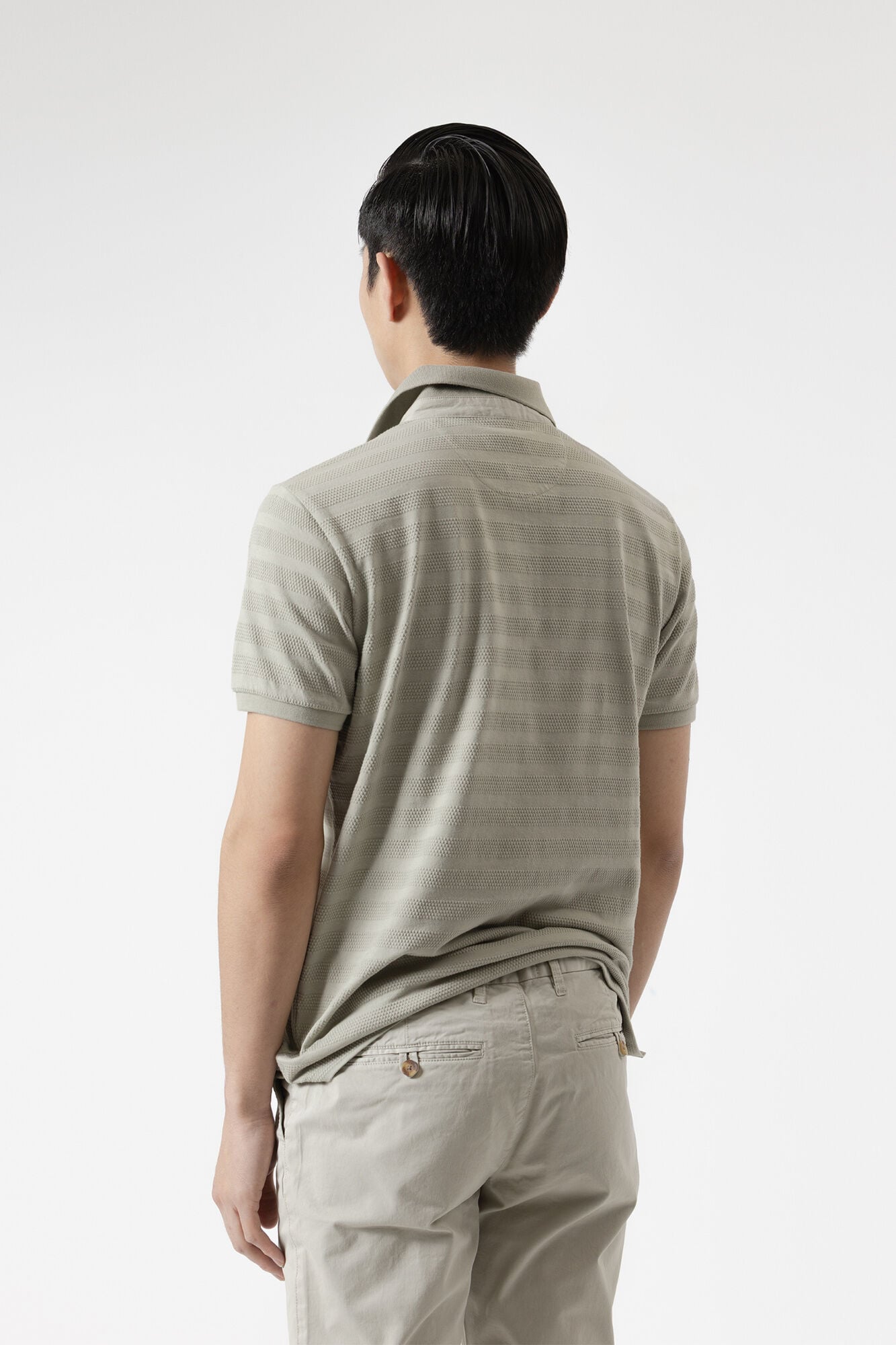 PuroEGO Polo em algod&atilde;o dobby liquen Verde