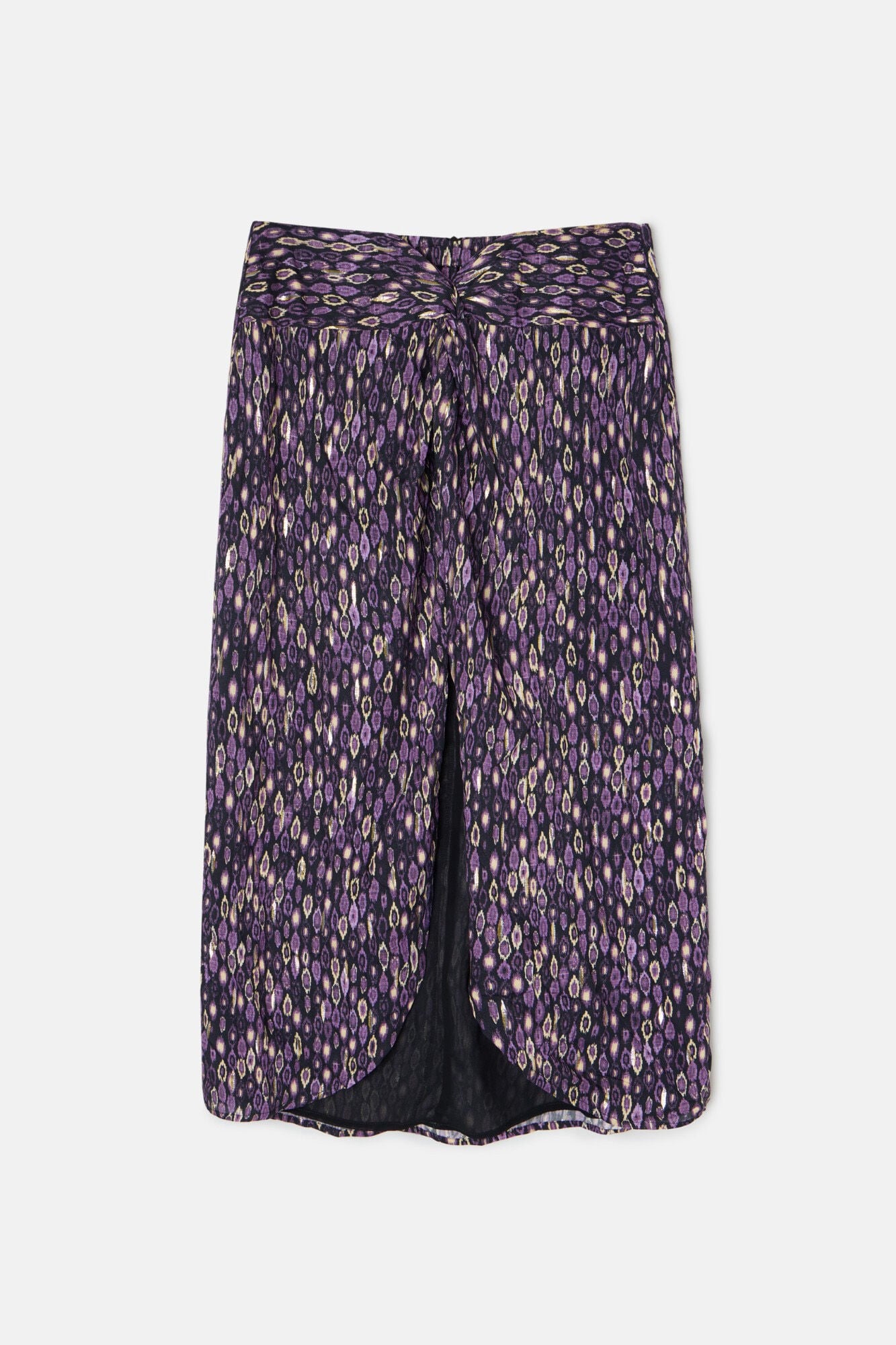 Silbon Ikat print midi skirt with slit Purple