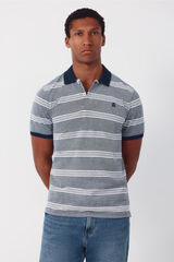 Cortefiel Striped oxford polo shirt Grey