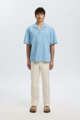Selected Camisa jeans de manga curta Azul