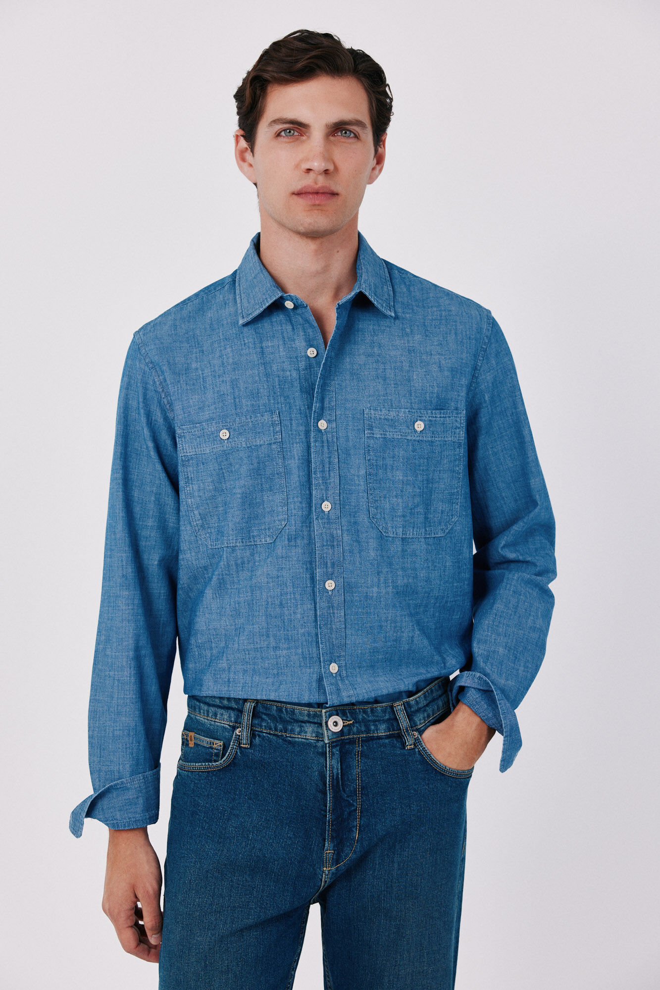 Cortefiel Chambray utility shirt