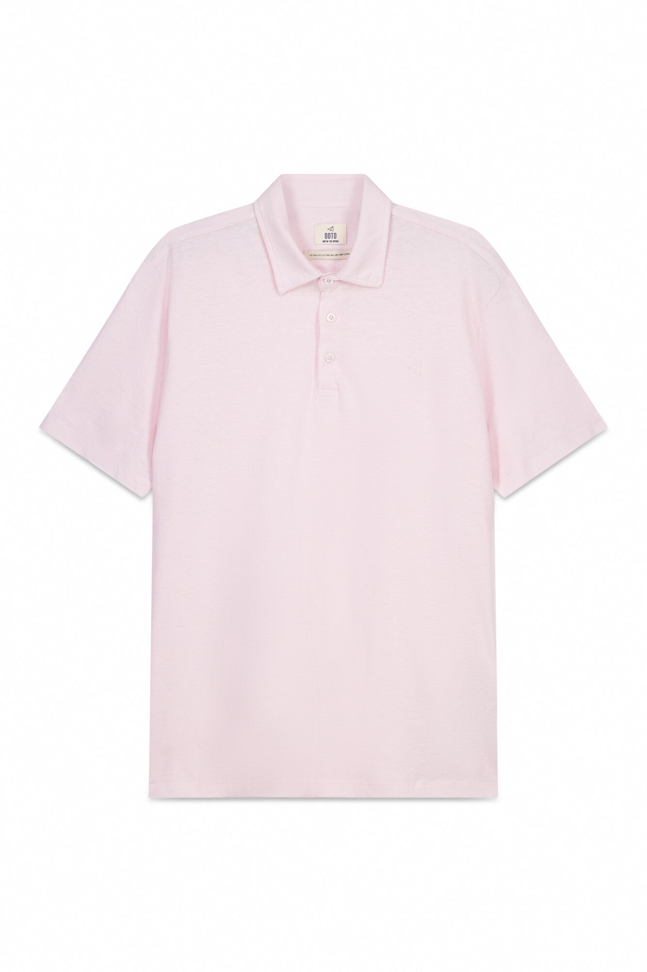 OOTO Cotton linen embroidered plane polo shirt