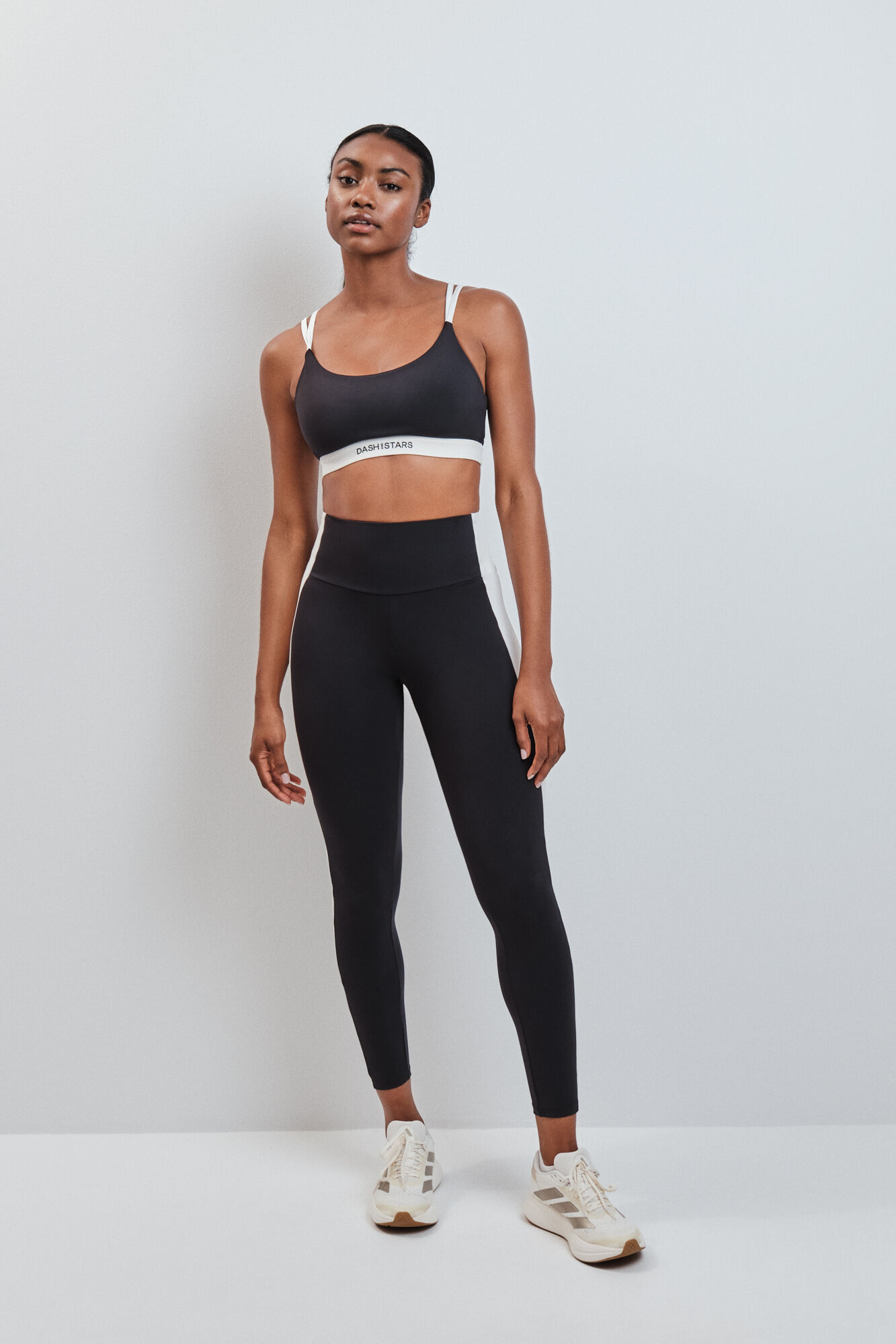Dash and Stars Leggings largos 4D STRETCH contraste negro negro