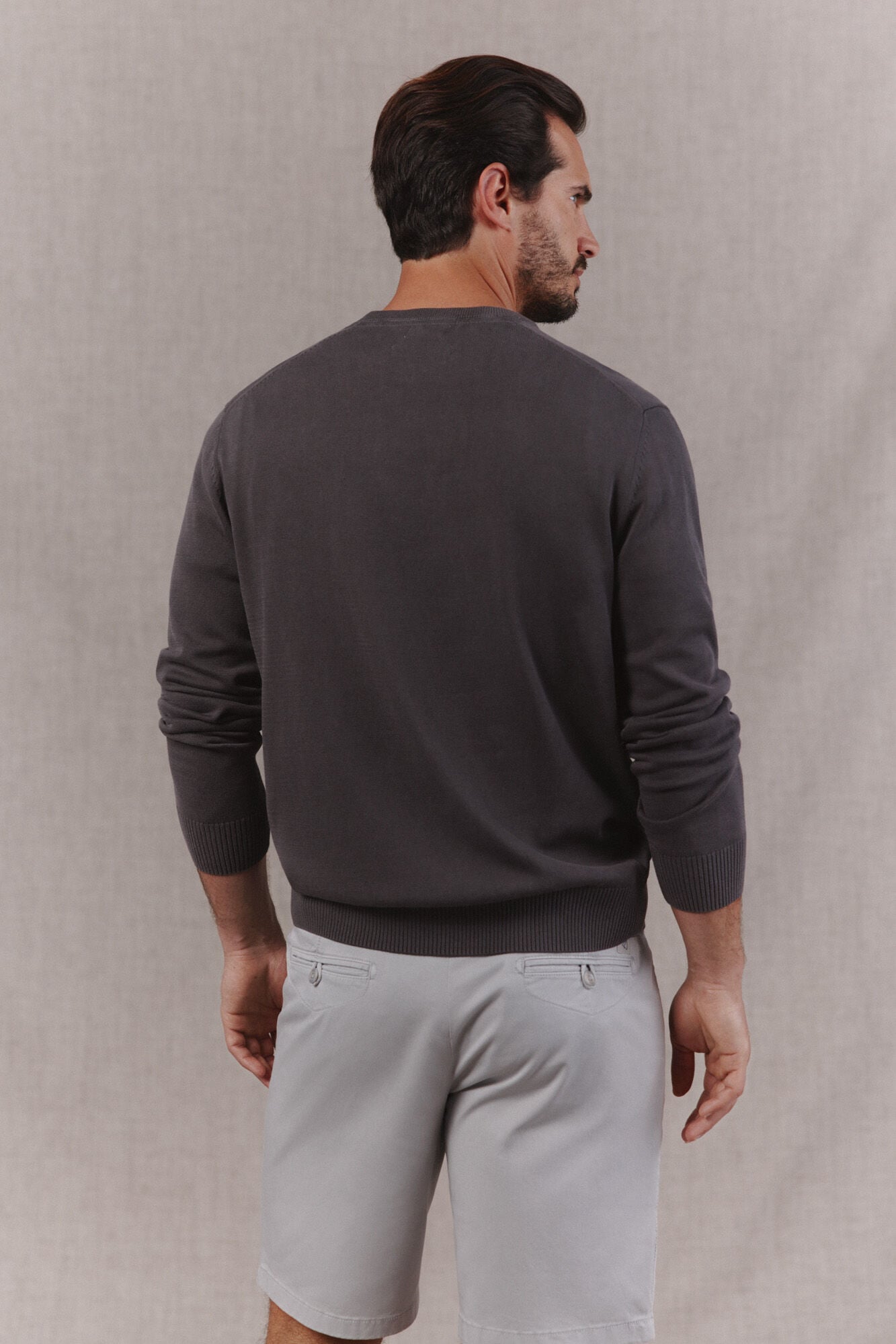 OOTO Camisola b&aacute;sica gola caixa Cinzento
