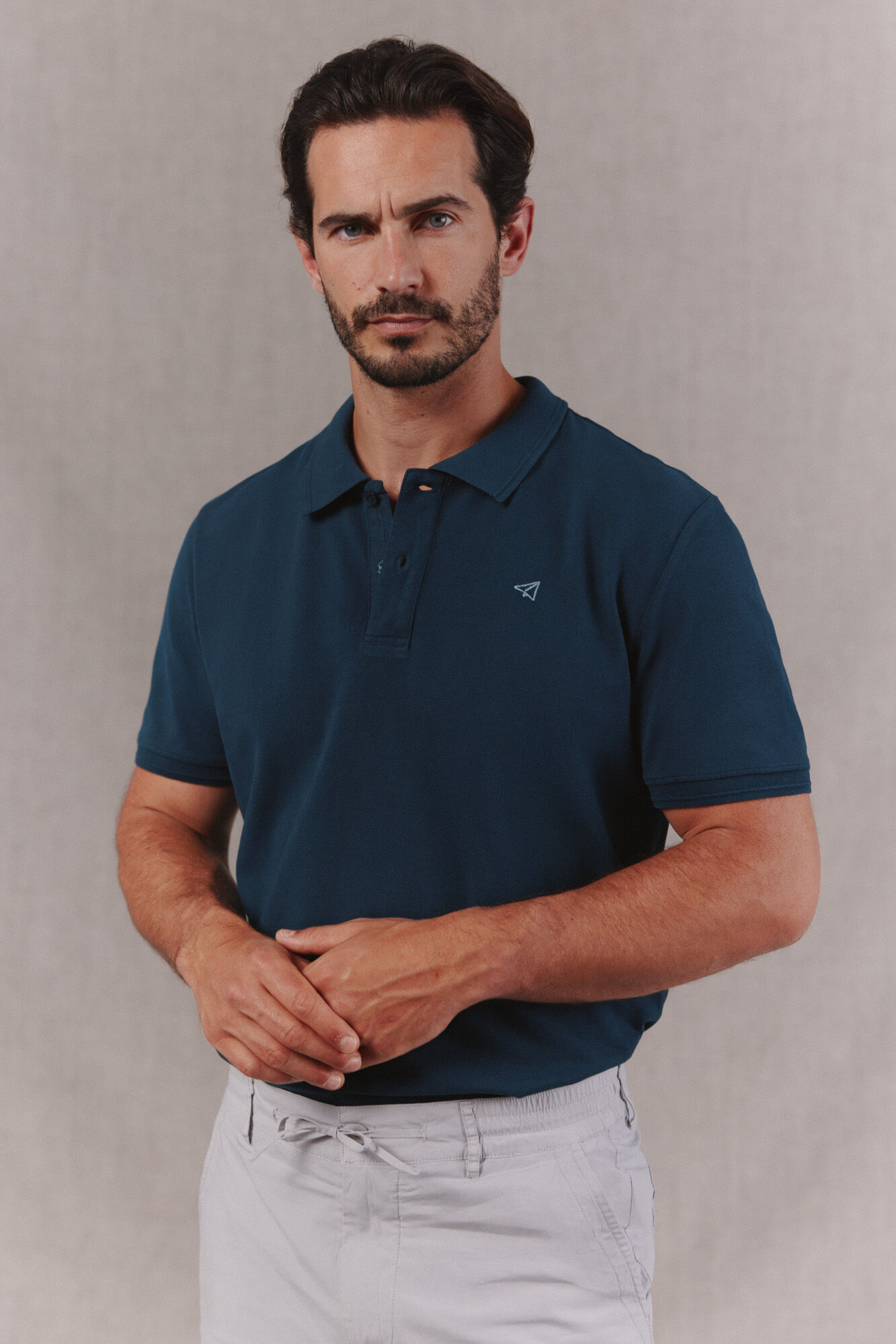 OOTO Washed piqu&eacute; polo shirt with embroidered plane
