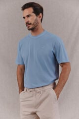 OOTO Camiseta b&aacute;sica lavada con bordado avi&oacute;n Azul