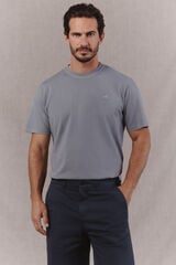 OOTO Camiseta b&aacute;sica lavada con bordado avi&oacute;n Gris
