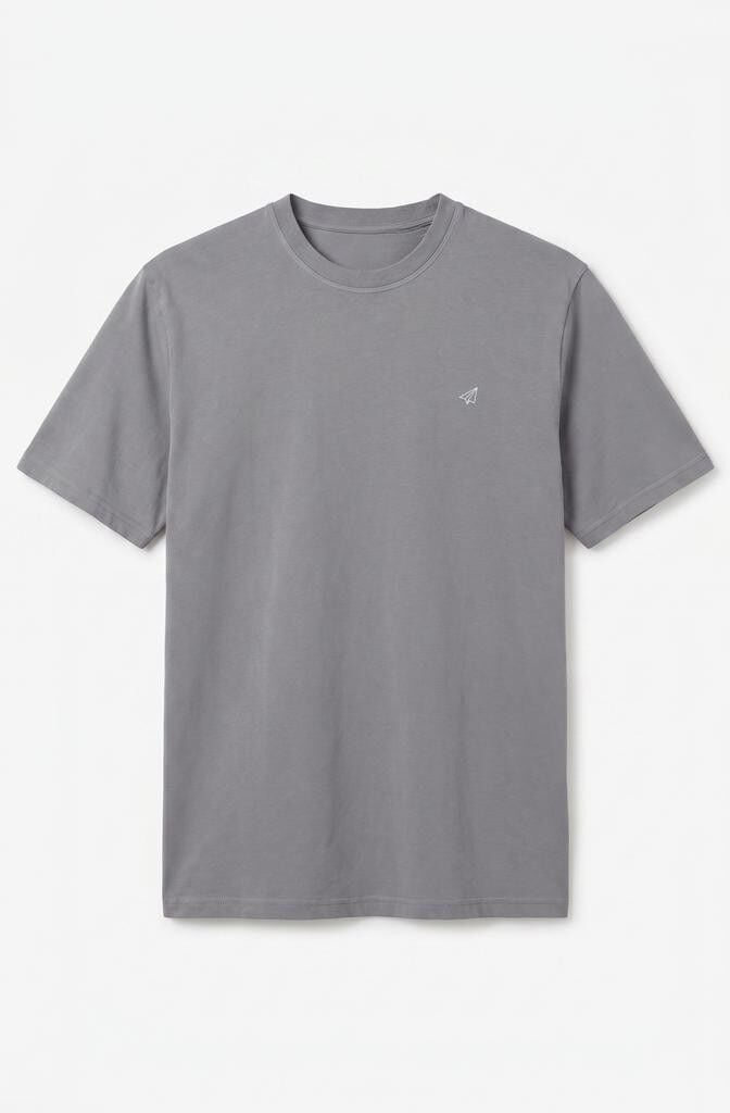 OOTO Camiseta b&aacute;sica lavada con bordado avi&oacute;n Gris
