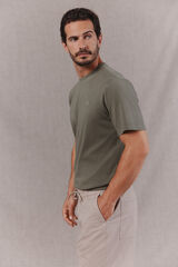 OOTO Camiseta b&aacute;sica lavada con bordado avi&oacute;n Kaki