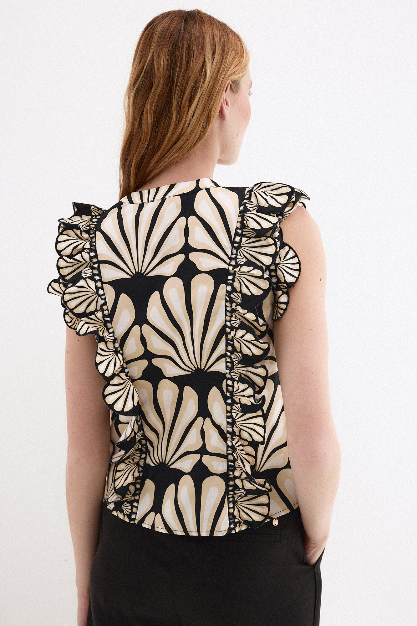 Pedro del Hierro Two-tone print blouse Beige