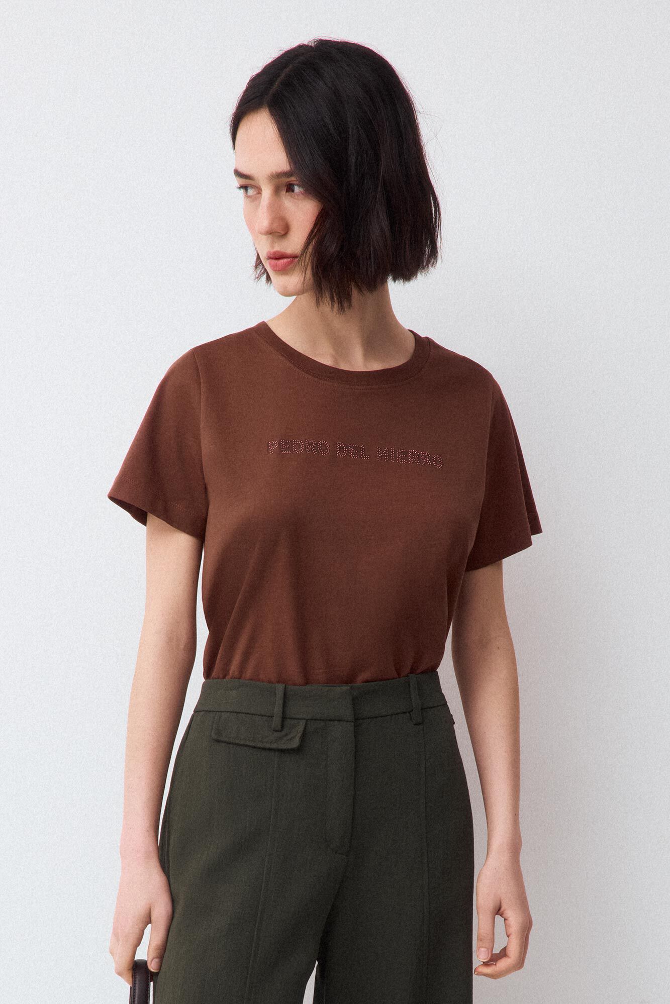 Pedro del Hierro Camiseta logo print con studs
