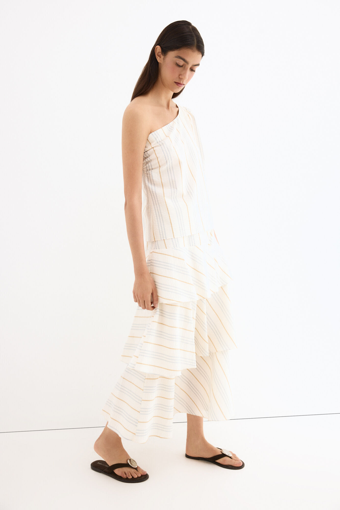 Pedro del Hierro Long tiered skirt Beige