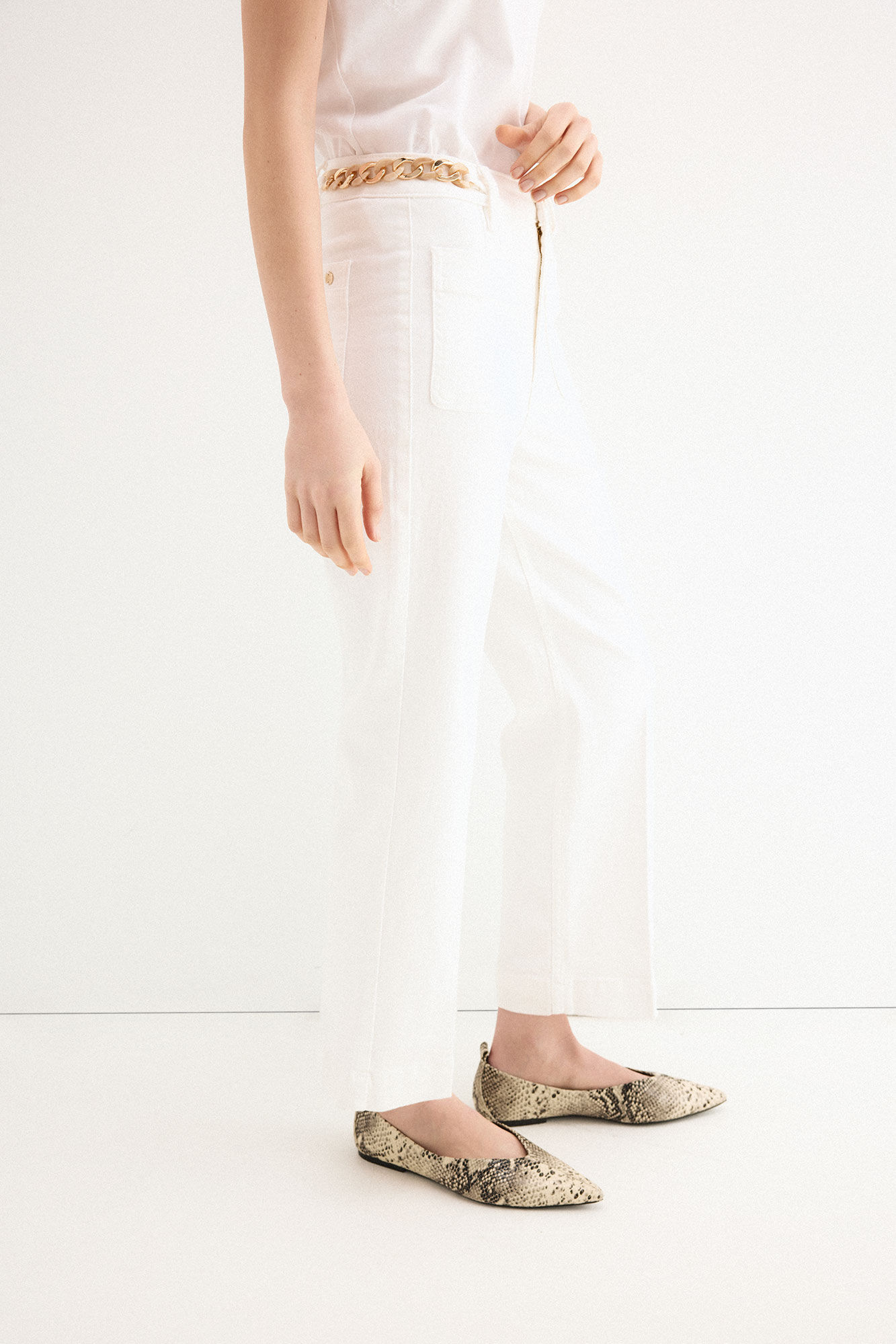 Pedro del Hierro Jeans cano reto cropped Branco