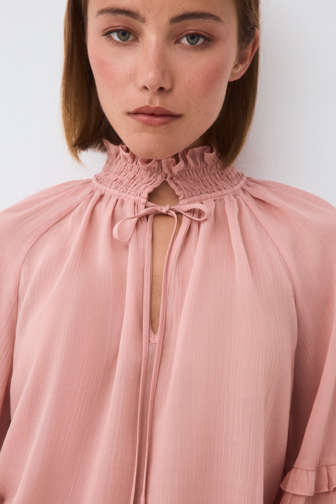 Pedro del Hierro Blusa fluida com folhos Rosa
