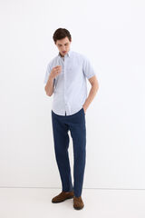 Pedro del Hierro Striped short sleeve non-iron shirt Blue