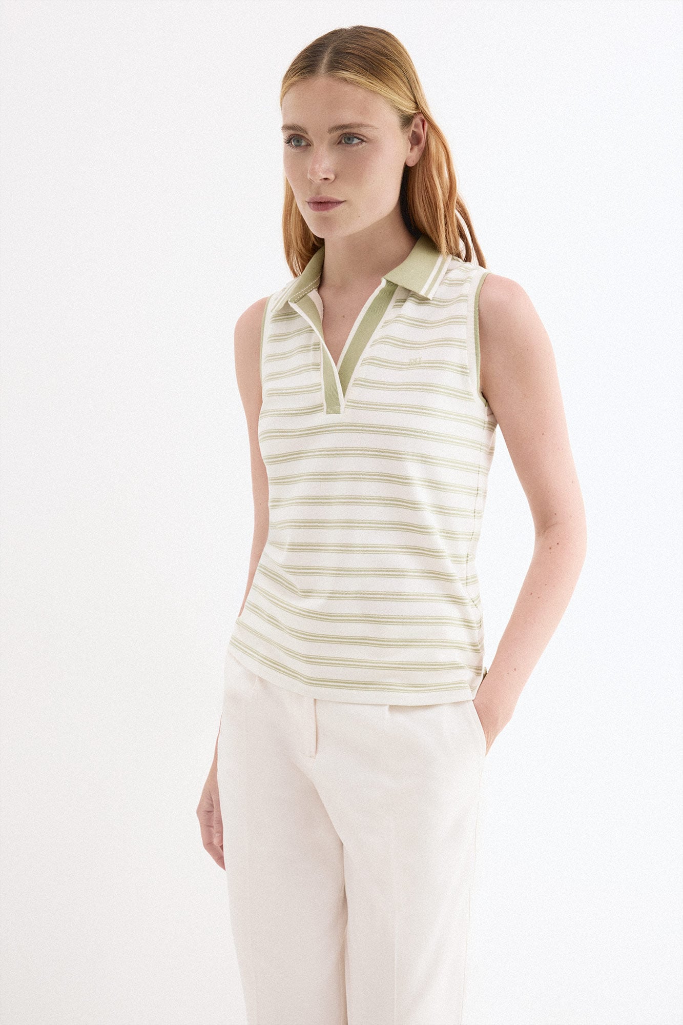 Pedro del Hierro Striped sleeveless polo shirt
