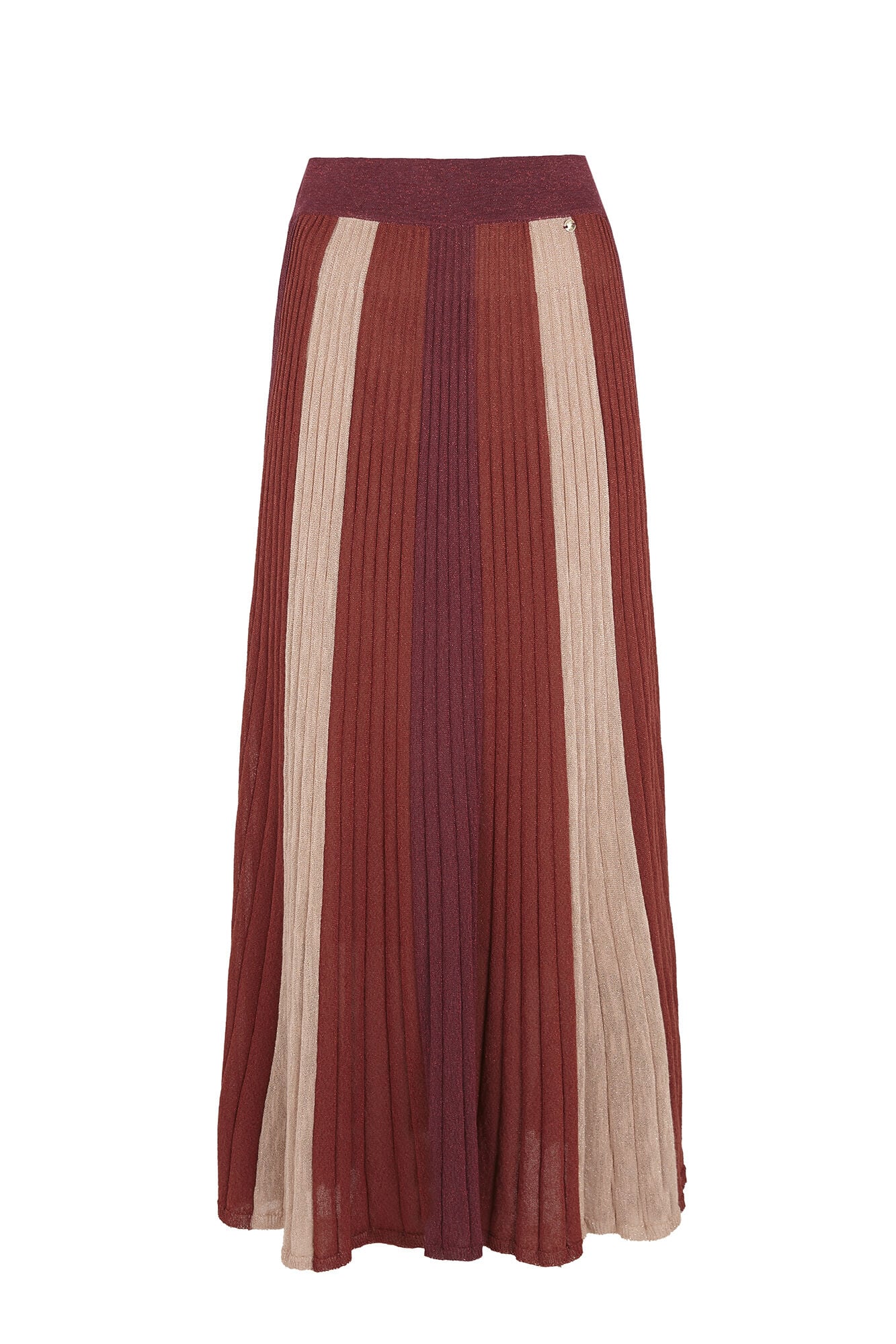 Pedro del Hierro Multicoloured lurex knit pleated skirt Burgundy