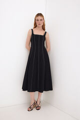 Pedro del Hierro Vestido midi com contrastes Preto