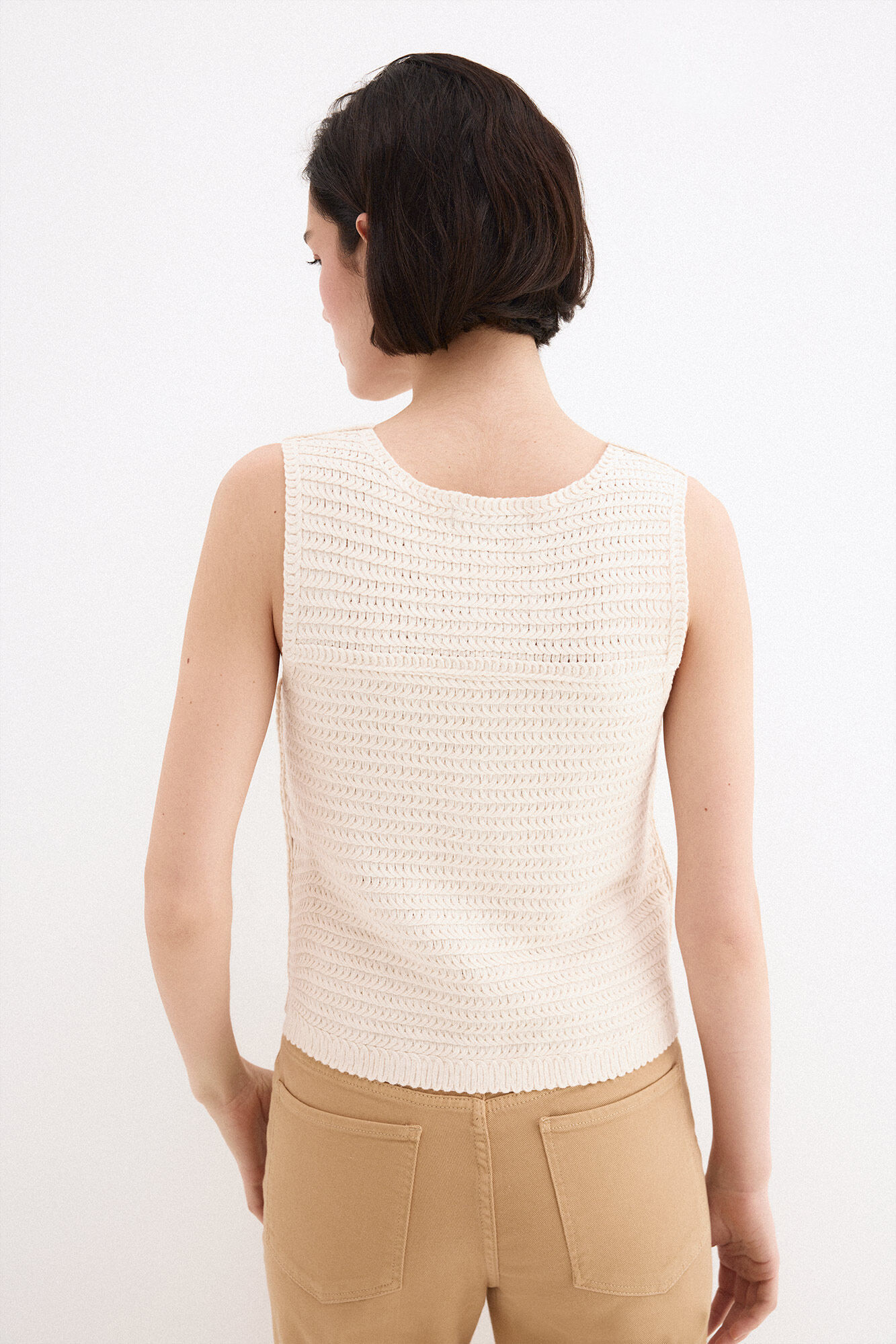 Pedro del Hierro Openwork gilet Ecru
