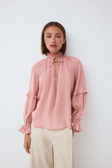 Pedro del Hierro Blusa fluida com folhos Rosa