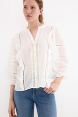 Pedro del Hierro Romantic ruffle blouse White