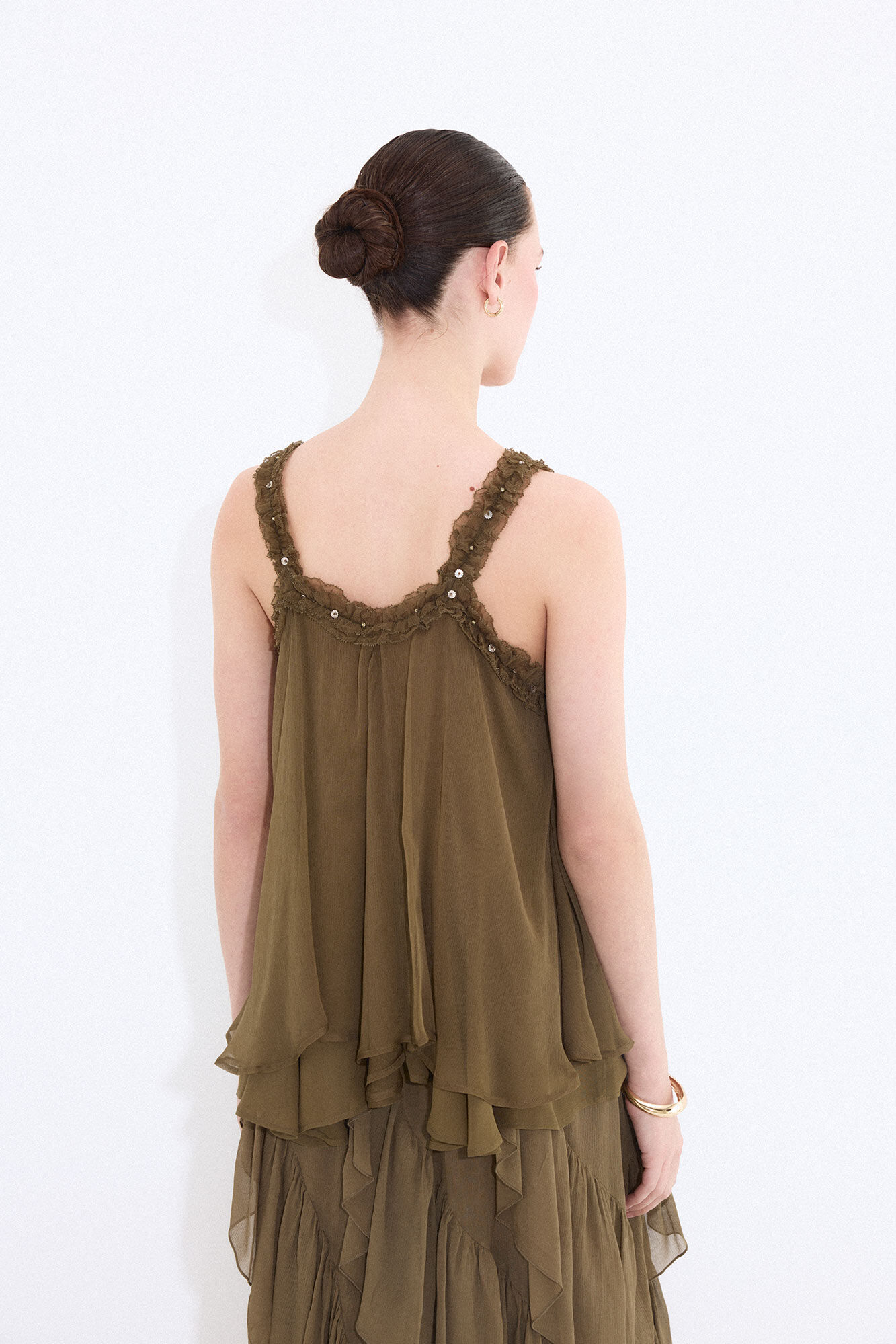 Pedro del Hierro Ruffle strap top Green