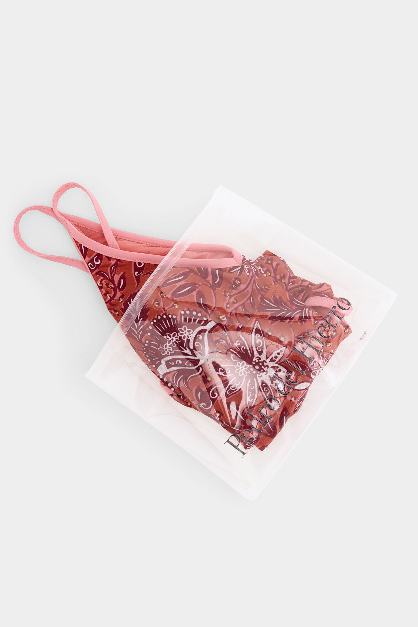 Pedro del Hierro Fato de banho estampado com contrastes Coral