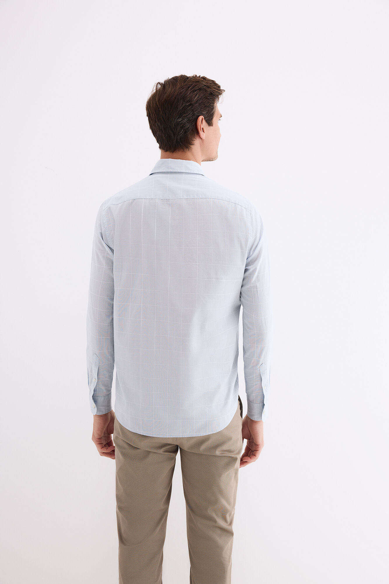 Pedro del Hierro Poplin textured checked shirt Blue