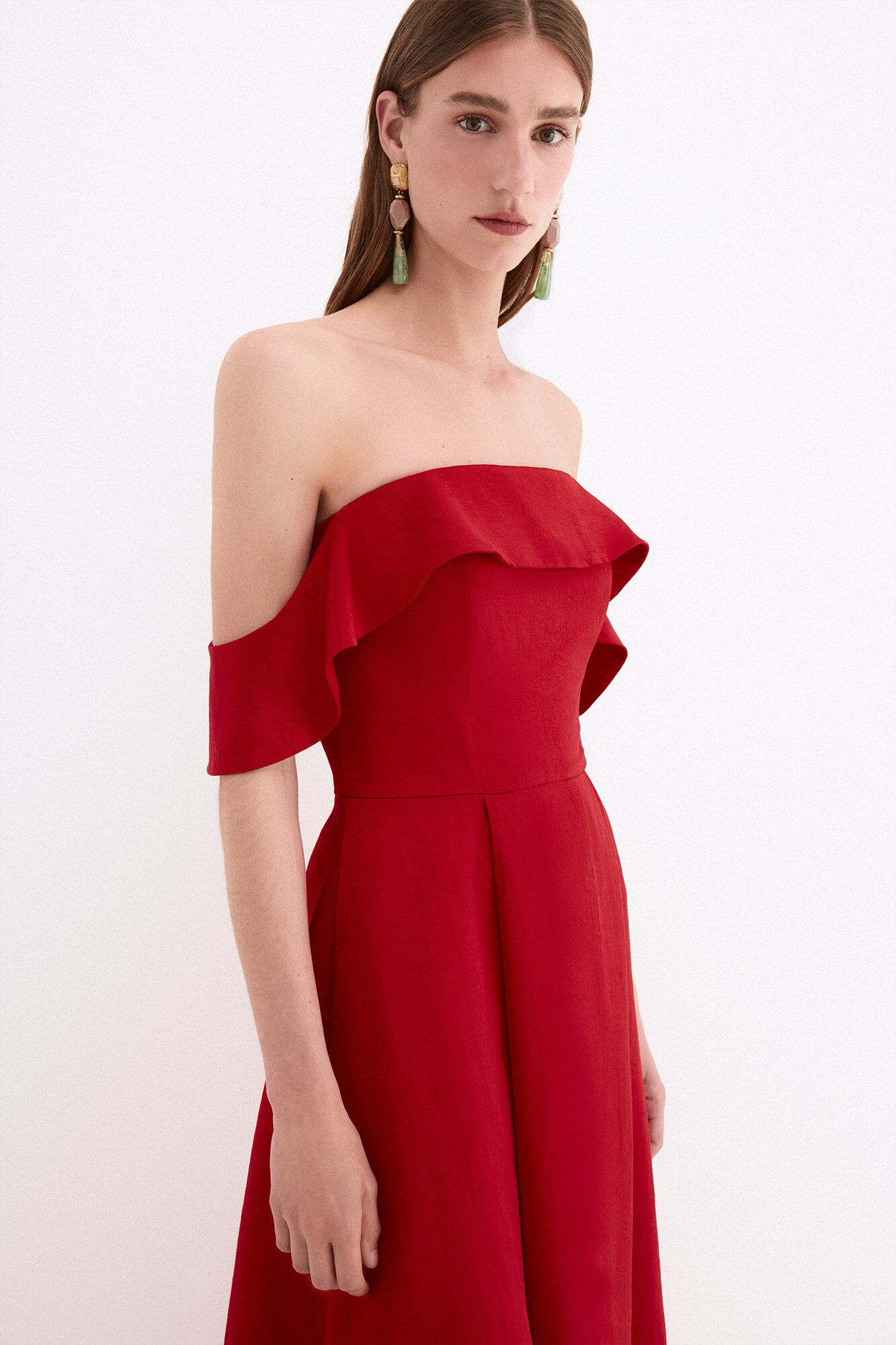 Pedro del Hierro Structured fabric midi dress Red