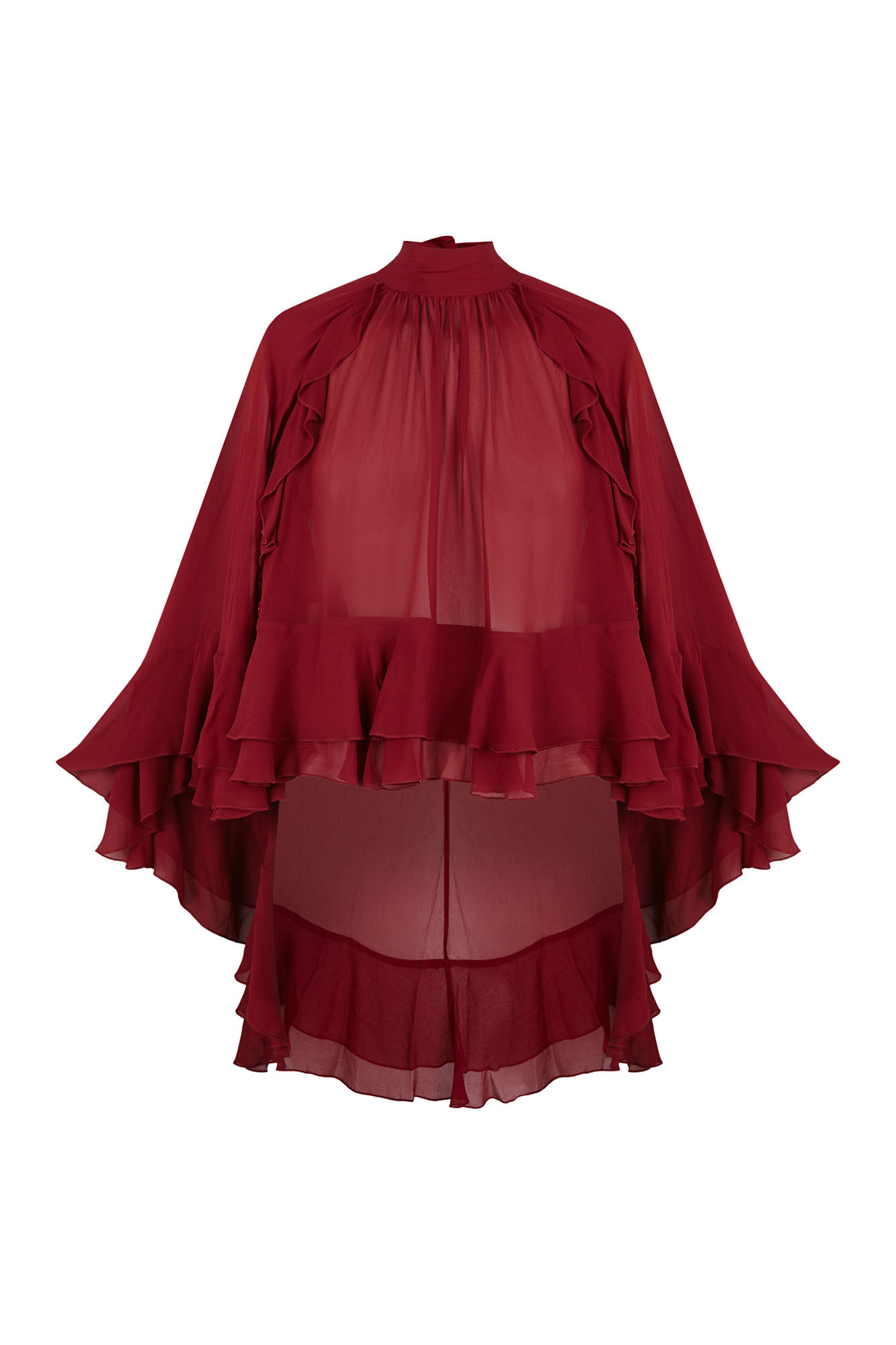 Pedro del Hierro Plain ruffled cape Burgundy
