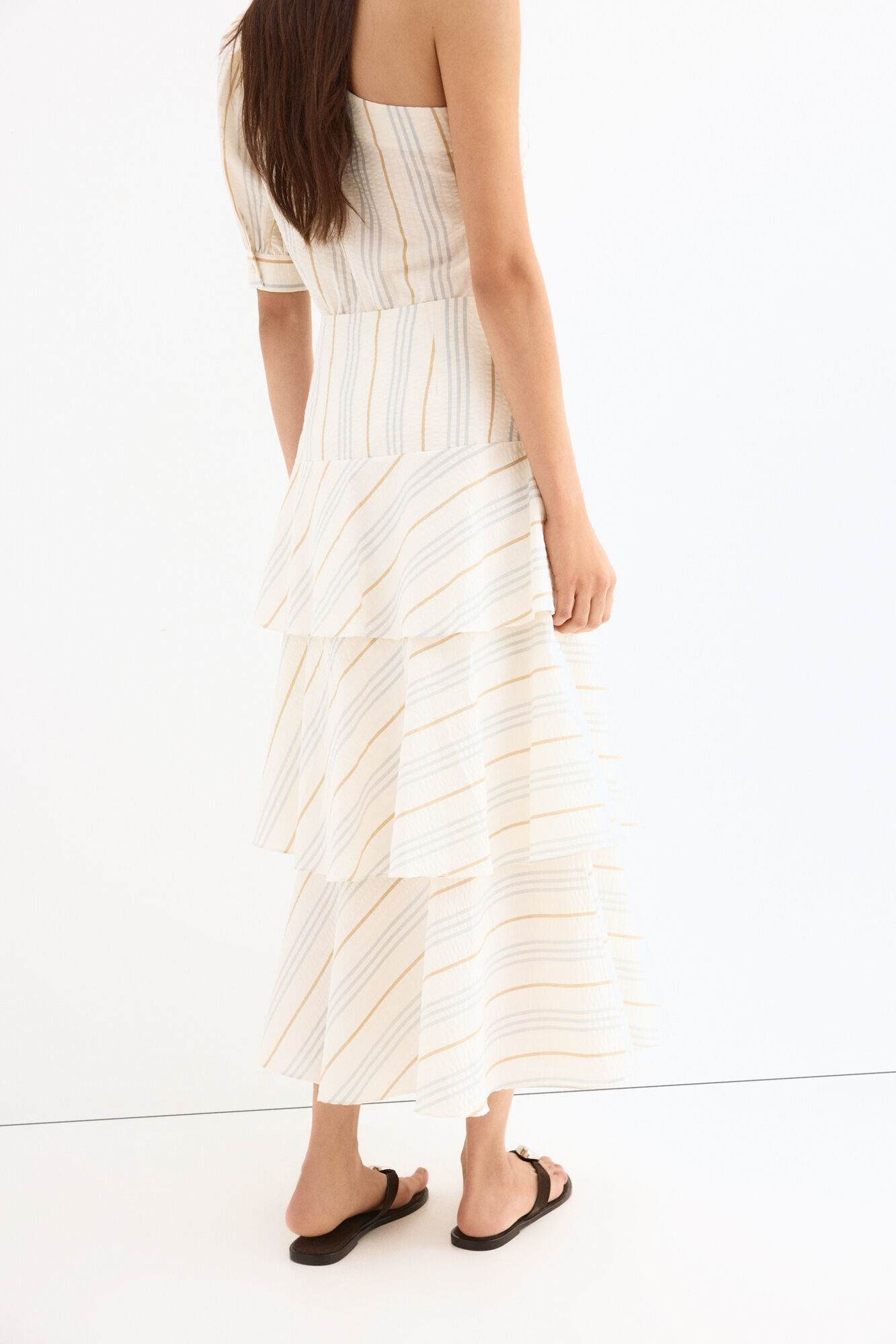Pedro del Hierro Long tiered skirt Beige
