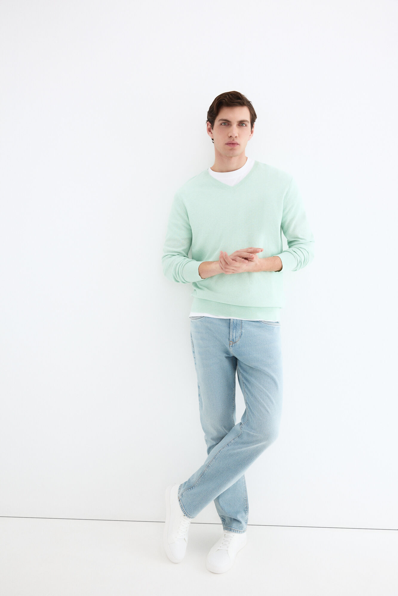 Pedro del Hierro Camisola fina gola em bico em linho