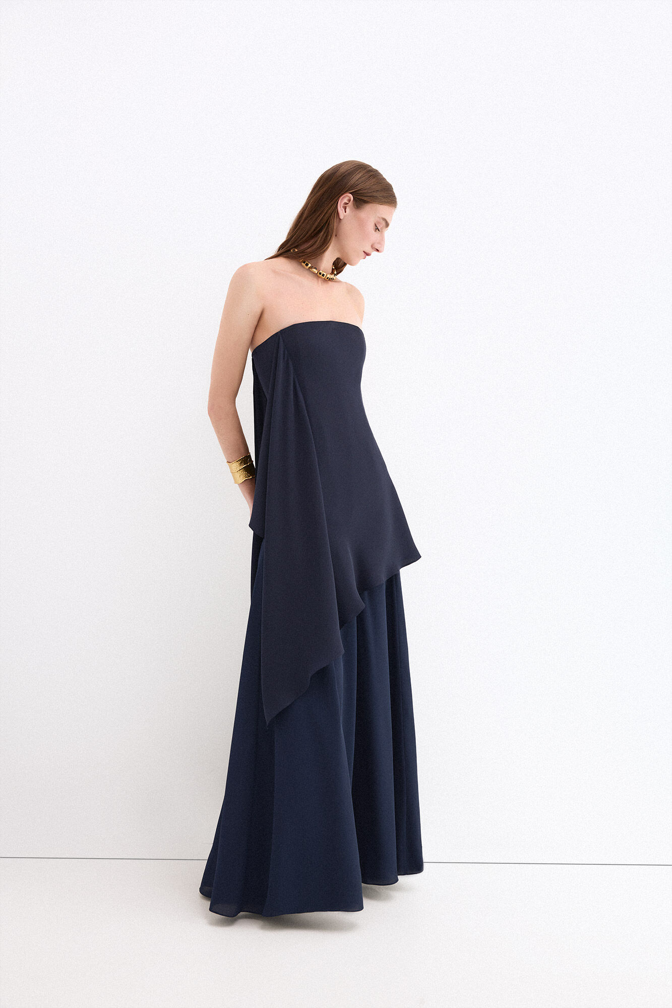 Pedro del Hierro Strapless long dress Blue