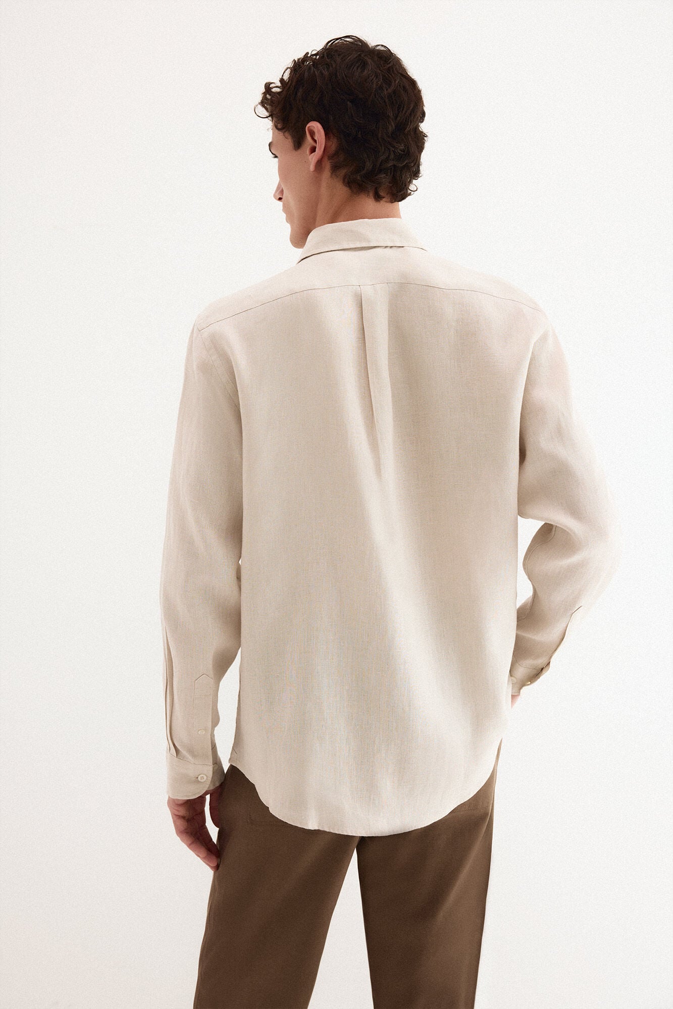 Pedro del Hierro Plain linen shirt Beige