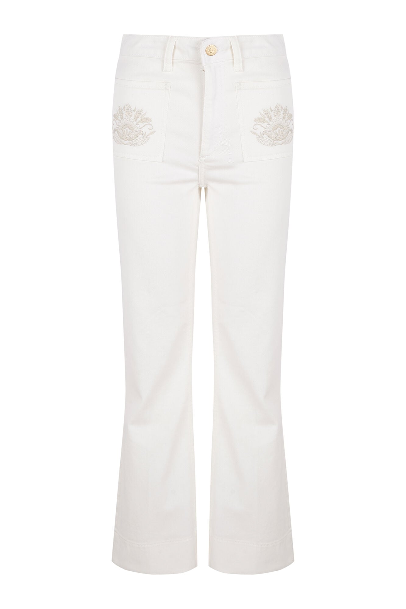 Pedro del Hierro Jeans flare cropped Ecru