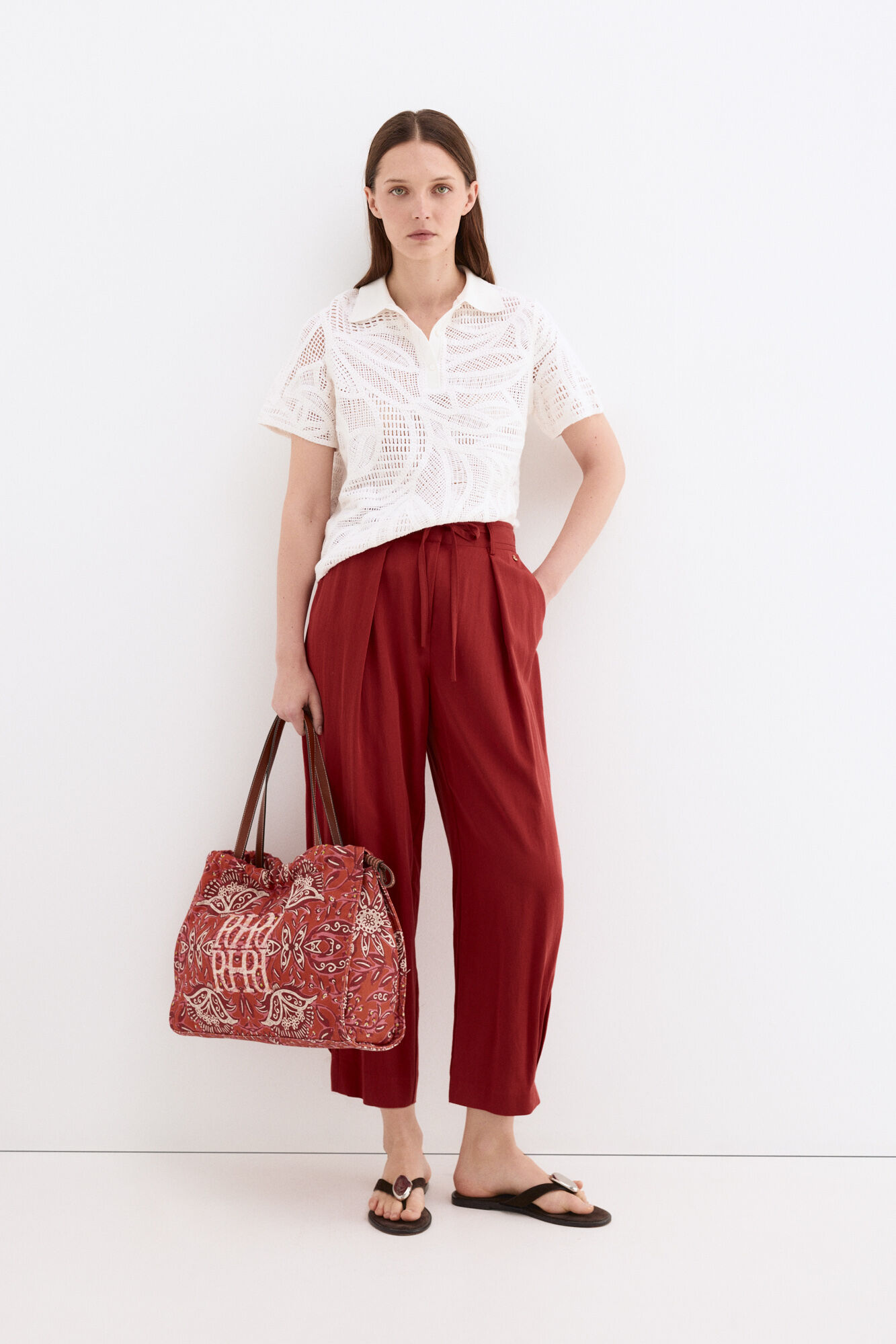 Pedro del Hierro Polo vazado Ecru