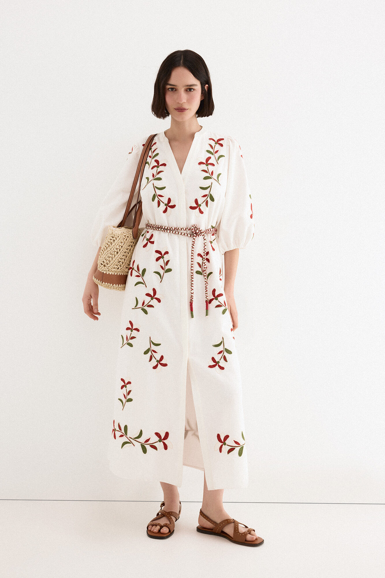TFP by Tamara Falc&oacute; Embroidered shirt dress Ecru
