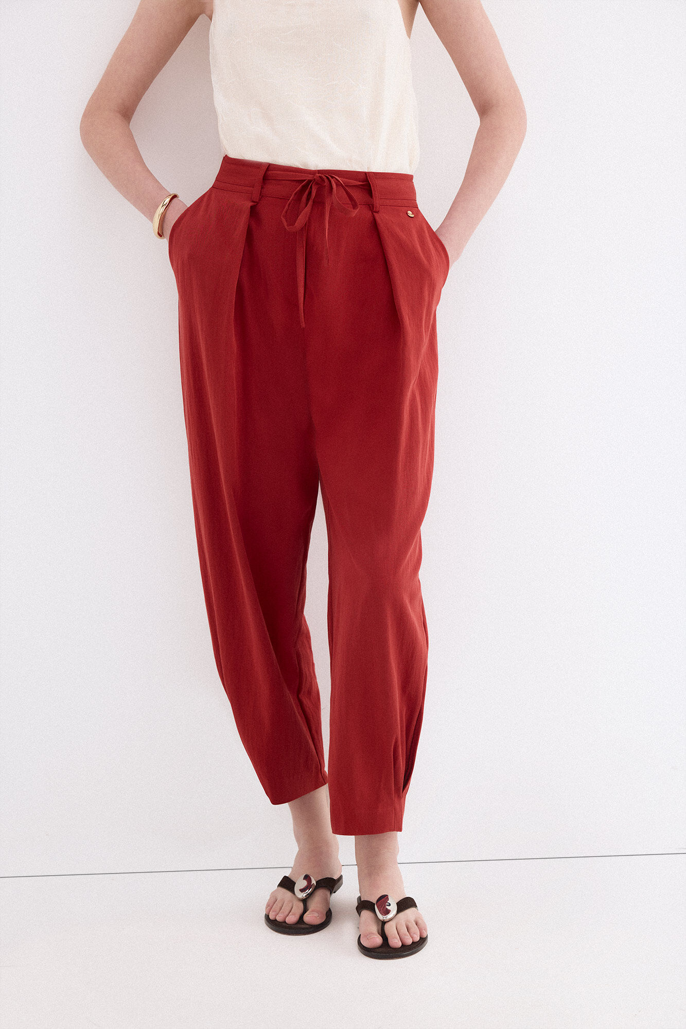 Pedro del Hierro Pleated trousers Red