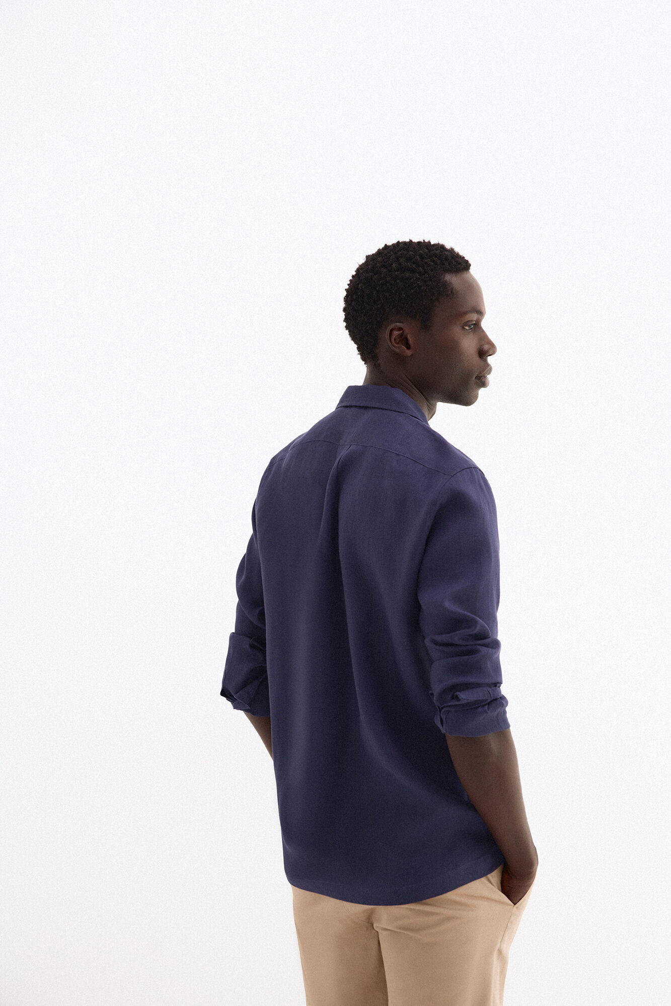 Pedro del Hierro Linen Guayabera shirt Blue