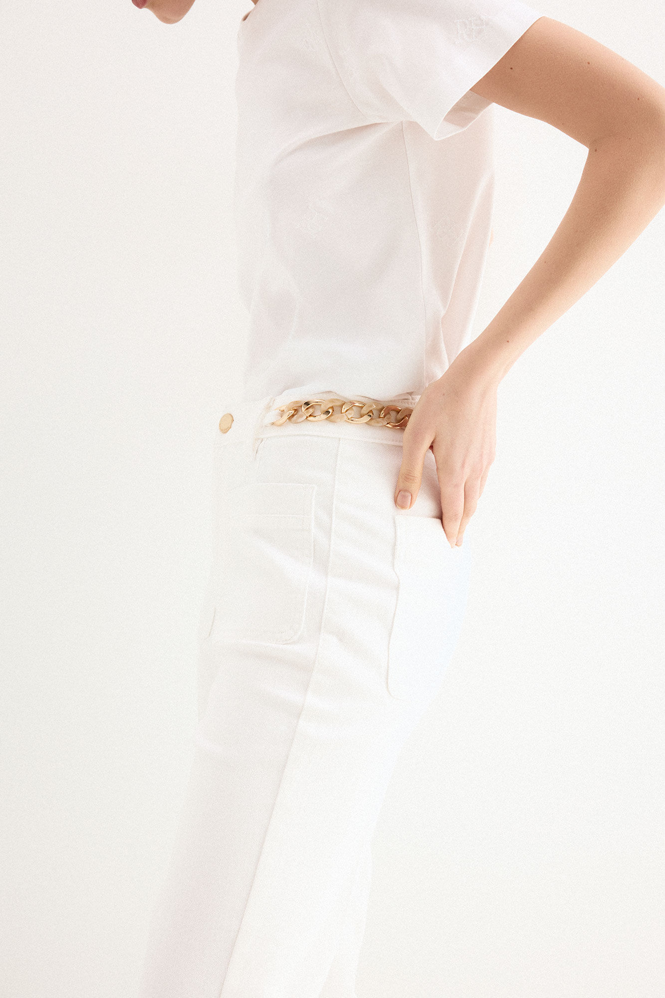Pedro del Hierro Jeans cano reto cropped Branco