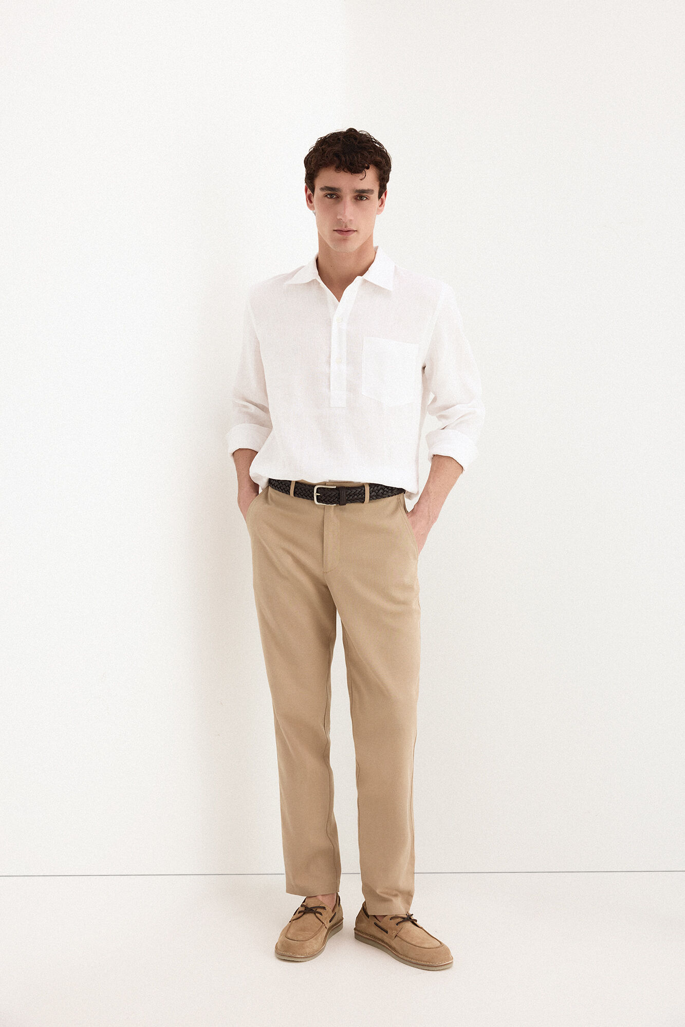 Pedro del Hierro T-shirt lisa em linho Branco