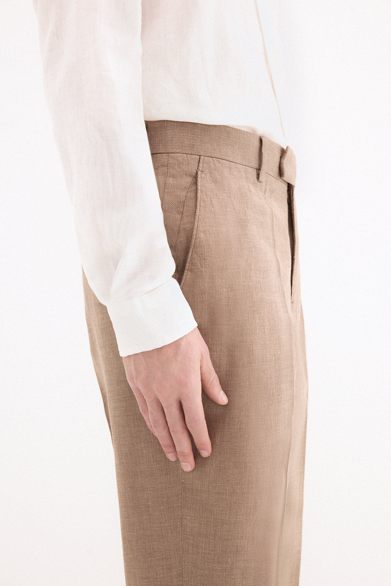 Pedro del Hierro Cal&ccedil;as coordenadas em mistura de linho Beige