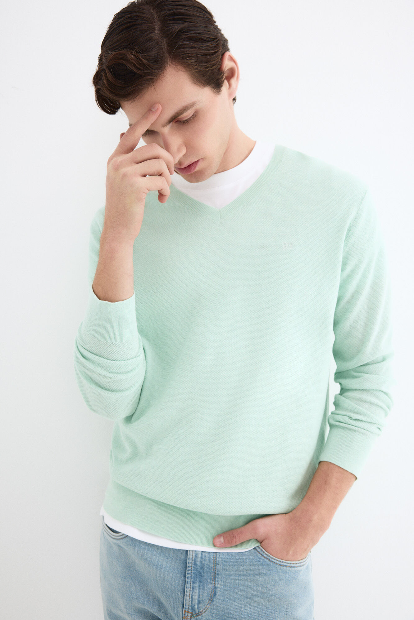 Pedro del Hierro Camisola fina gola em bico em linho