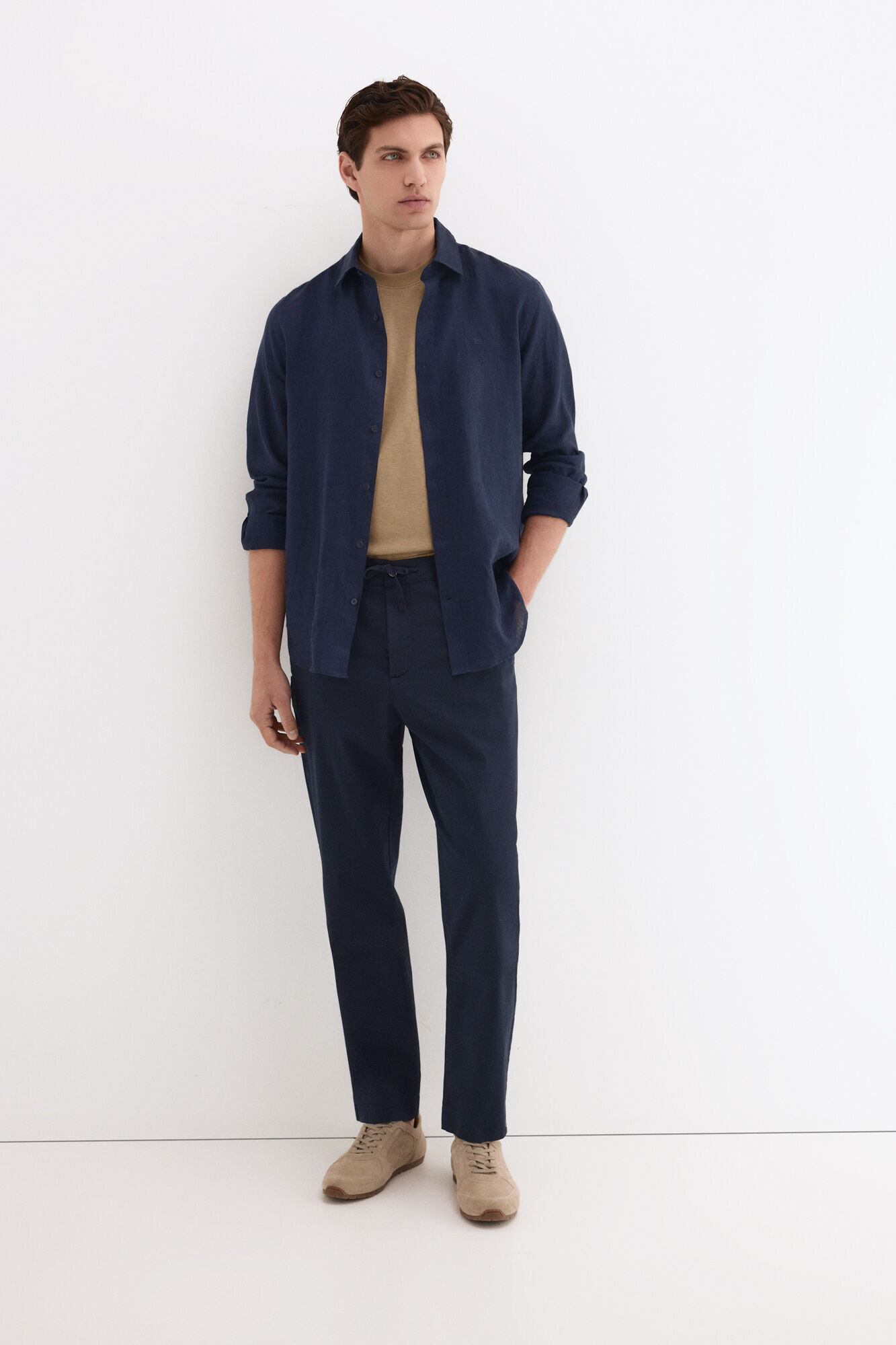 Pedro del Hierro Regular fit structured laced chinos Blue