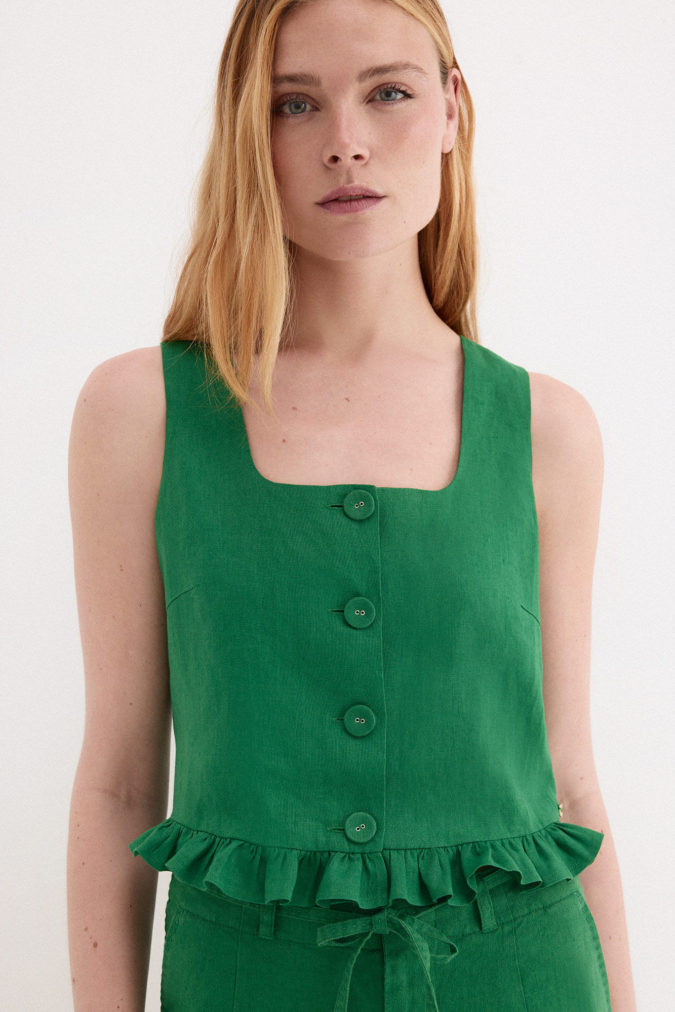 Pedro del Hierro Linen ruffle gilet