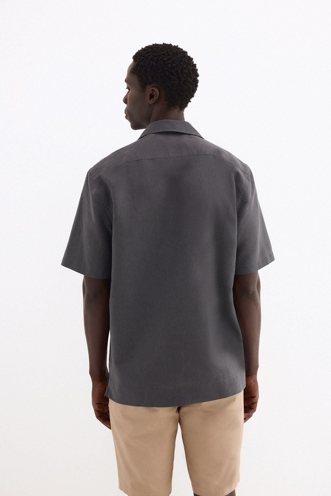 Pedro del Hierro Linen short sleeve Guayabera shirt Grey