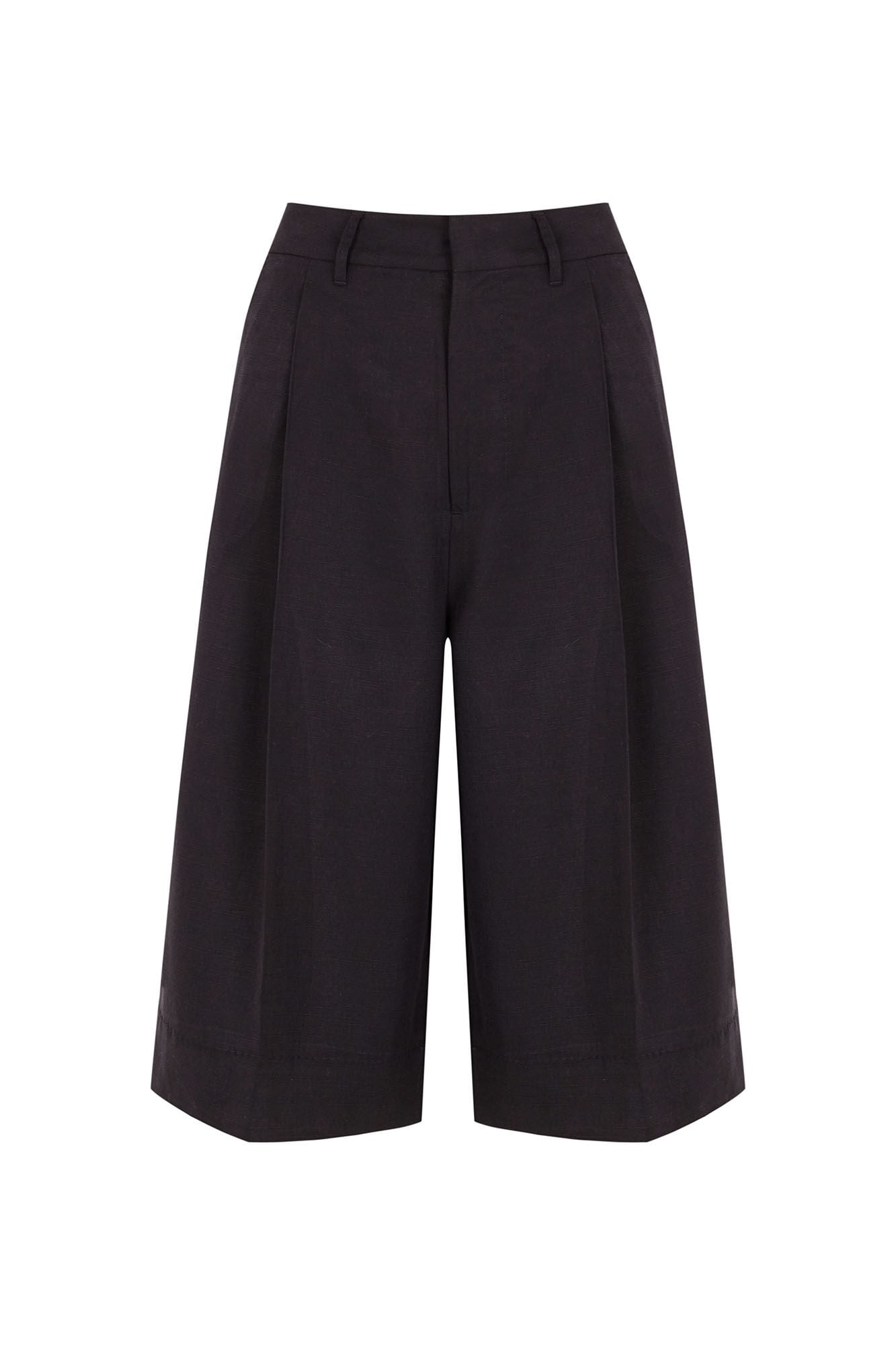 Pedro del Hierro Linen long Bermuda shorts Black