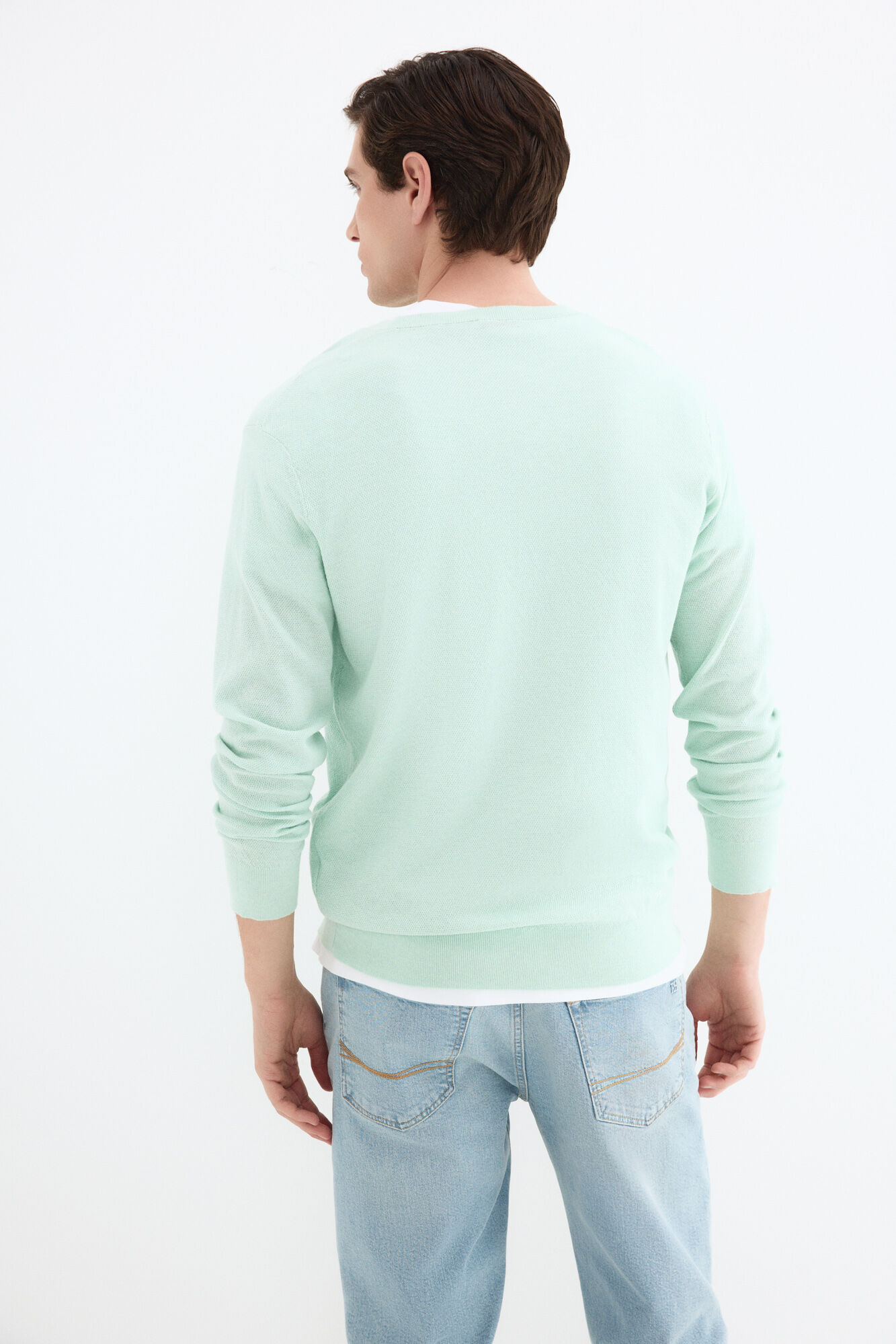 Pedro del Hierro Camisola fina gola em bico em linho Verde