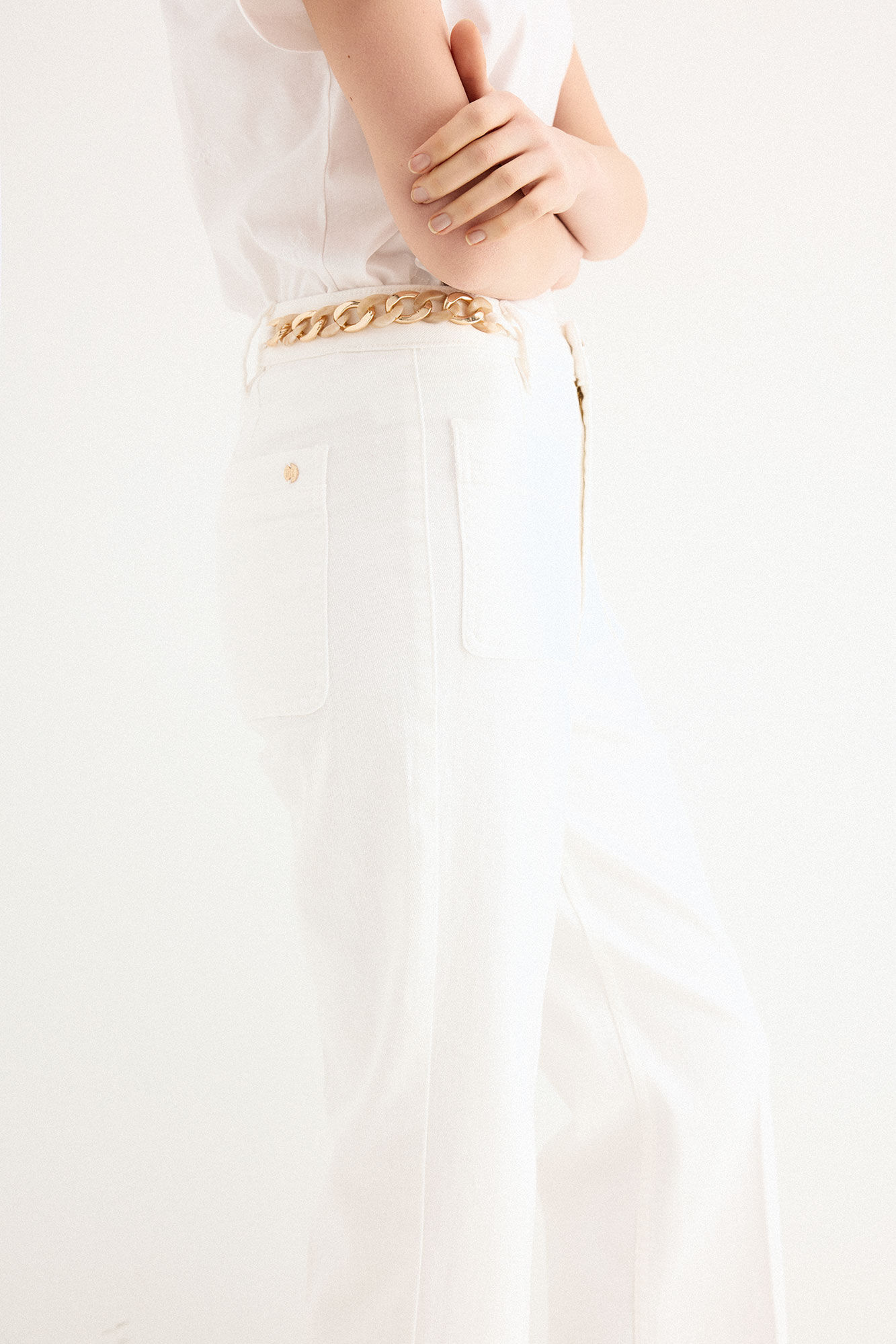 Pedro del Hierro Jeans cano reto cropped Branco